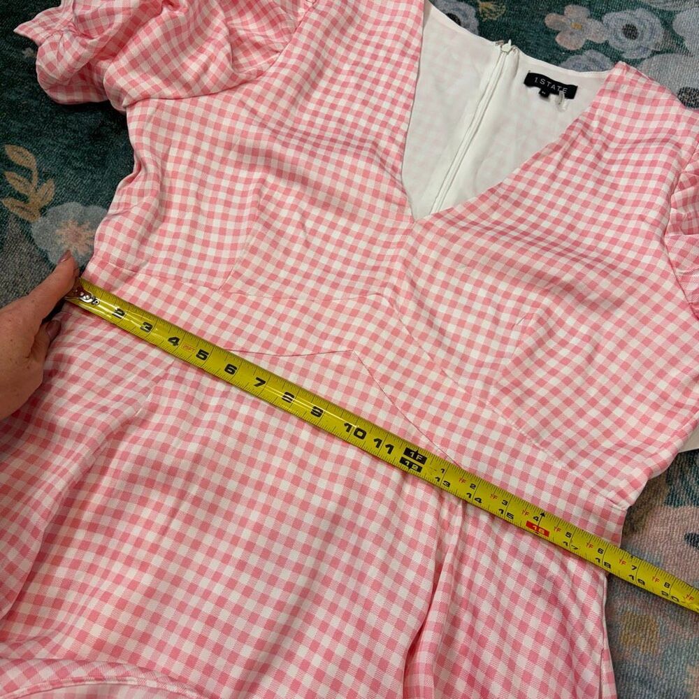 NWT 1.state Sunshine Times Mini Dress Womens XL Rose Pink Gingham Puff Sleeve - Picture 7 of 14